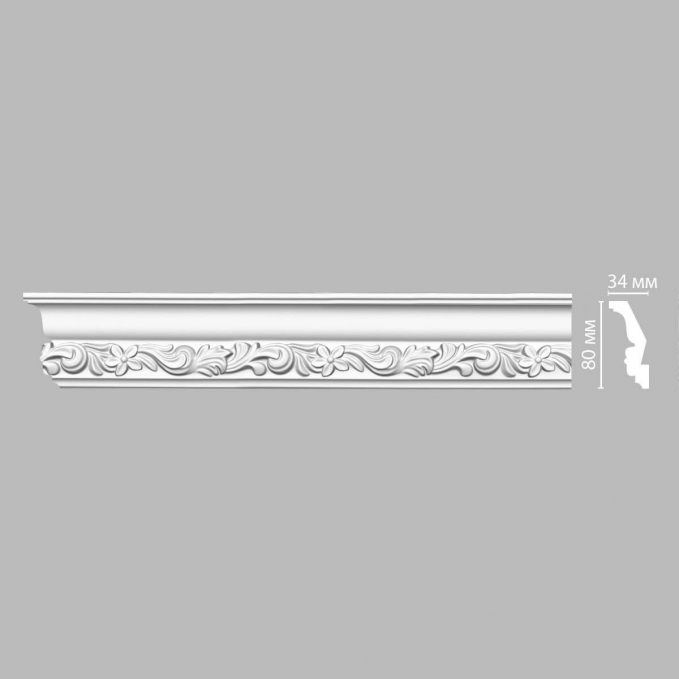 Карниз, плинтус потолочный с рисунком Decomaster DT-9829, 80x34x2400 мм Карниз, плинтус потолочный с рисунком Decomaster DT-9829, 80x34x2400 мм