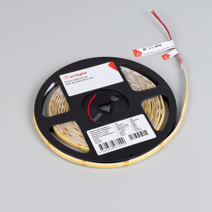 Светодиодная лента герметичная COB-SE-X320-8mm 24V Warm2700 (8 W/m, IP65, 5m), Arlight, 058765, изображение 2 Светодиодная лента герметичная COB-SE-X320-8mm 24V Warm2700 (8 W/m, IP65, 5m), Arlight, 058765, изображение 2