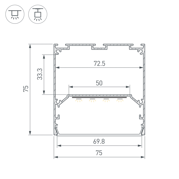 Профиль LINE-M-7575-2500 WHITE, Arlight, 058158, изображение 5 Профиль LINE-M-7575-2500 WHITE, Arlight, 058158, изображение 5