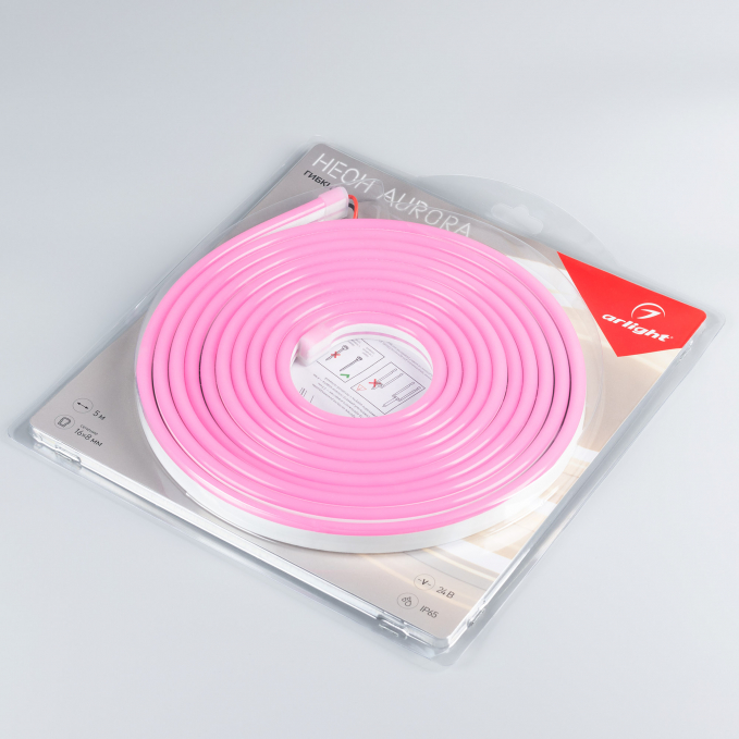 Светодиодная лента герметичная AURORA-PS-A120-16x8mm 24V Pink (10 W/m, IP65, 2835, 5m), Arlight, 036689, изображение 1 Светодиодная лента герметичная AURORA-PS-A120-16x8mm 24V Pink (10 W/m, IP65, 2835, 5m), Arlight, 036689, изображение 1