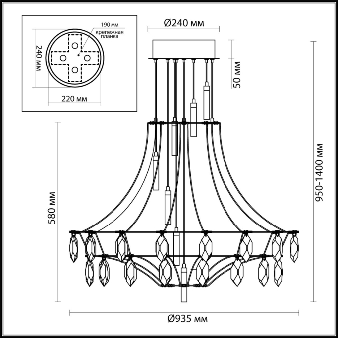 Потолочный светильник IP20 LED 51W 4000K 220-240V FLAMENCO CLASSIC ODL_EX25 069 ODEON LIGHT 7000/51CL, схема товара Потолочный светильник IP20 LED 51W 4000K 220-240V FLAMENCO CLASSIC ODL_EX25 069 ODEON LIGHT 7000/51CL, схема товара