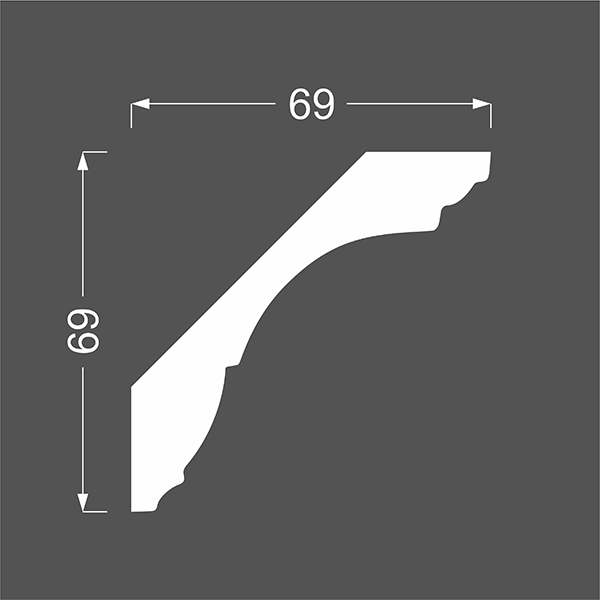Плинтус потолочный МДФ грунтованный под покраску К 1.97.20 Ликорн 69х69 мм Плинтус потолочный МДФ грунтованный под покраску К 1.97.20 Ликорн 69х69 мм