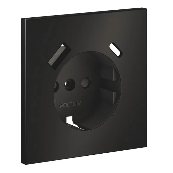 Накладка для розетки с заземлением и защитными шторками, с USB A+C, S70 Metal (антрацит), Voltum, VLSM001012 Накладка для розетки с заземлением и защитными шторками, с USB A+C, S70 Metal (антрацит), Voltum, VLSM001012