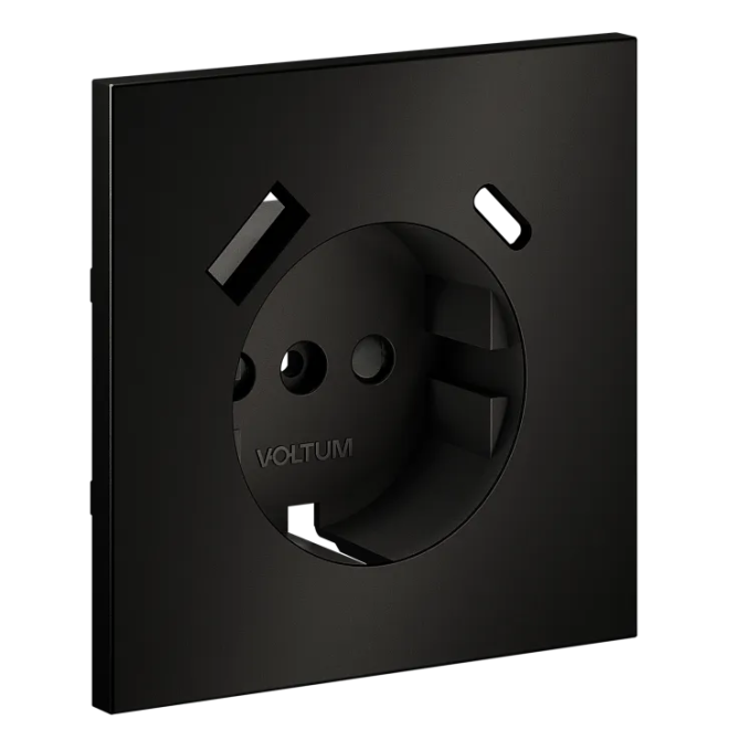 Накладка для розетки с заземлением и защитными шторками, с USB A+C, S70 Metal (антрацит), Voltum, VLSM001012 Накладка для розетки с заземлением и защитными шторками, с USB A+C, S70 Metal (антрацит), Voltum, VLSM001012