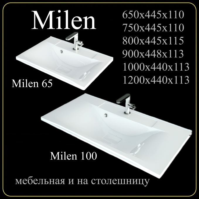 Мебельная раковина Madera Milen 4627173210119 80 см белая глянцевая