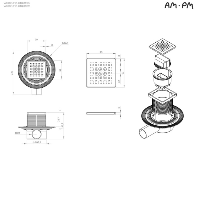 Трап AM.PM MasterFlow W01BD-P11-010-01BM