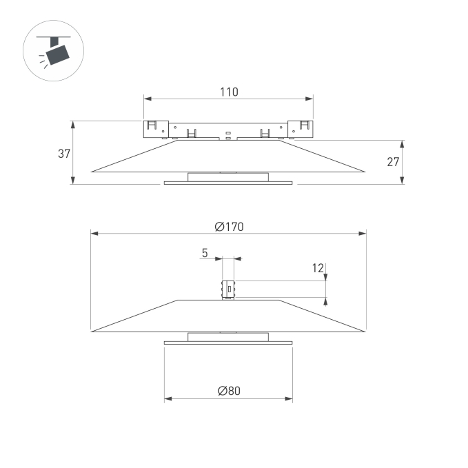Светильник MAG-MICROCOSM-VINYL-R170-7W Warm3000 (WH, 150 deg, 24V), Arlight, 051834, изображение 4 Светильник MAG-MICROCOSM-VINYL-R170-7W Warm3000 (WH, 150 deg, 24V), Arlight, 051834, изображение 4