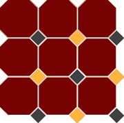 Керамогранит Top Cer Octagon New 4420 Oct14+21-A Brick Red 20 Black 14 + Ochre Yellow 21 Dots 30x30, OCT20 DOT14/21-A