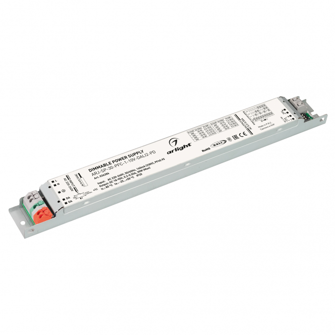 Блок питания ARJ-SP-30-PFC-1-10V-DALI2-PD (30W, 18-90V, 0.2-0.55A), Arlight, 036286, изображение 1 Блок питания ARJ-SP-30-PFC-1-10V-DALI2-PD (30W, 18-90V, 0.2-0.55A), Arlight, 036286, изображение 1