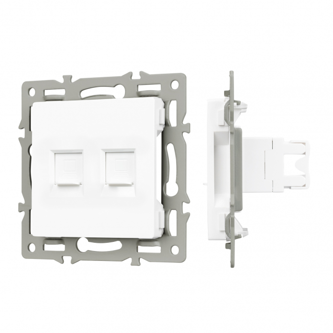 Механизм компьютерной розетки двойной SCT-MPC2-PL-WH (RJ-45, CAT6), Arlight, 045336, изображение 1 Механизм компьютерной розетки двойной SCT-MPC2-PL-WH (RJ-45, CAT6), Arlight, 045336, изображение 1