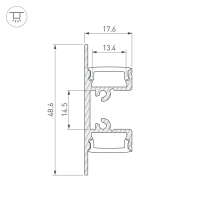 Профиль ARH-WALL-1849-DUAL-2000 ANOD, Arlight, 036339