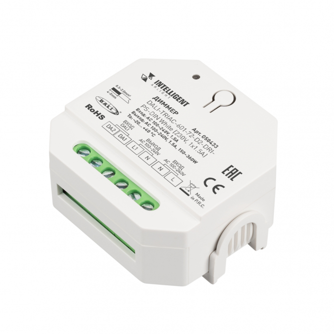 INTELLIGENT ARLIGHT Диммер DALI-TRIAC-601-72-D2-DRI-PS-DIN White (230V, 1x1.5A), Arlight, 050433, изображение 1 INTELLIGENT ARLIGHT Диммер DALI-TRIAC-601-72-D2-DRI-PS-DIN White (230V, 1x1.5A), Arlight, 050433, изображение 1