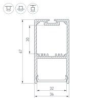 Профиль с экраном SL-LINE-3667-2500 WHITE+OPAL, Arlight, 036303