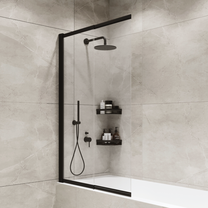 Шторка на ванну ADS Sancors 98x145 801FO145Х98BL.TR профиль черный Шторка на ванну ADS Sancors 98x145 801FO145Х98BL.TR профиль черный