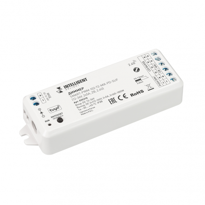 INTELLIGENT ARLIGHT Диммер SMART-PWM-102-72-MIX-PD-SUF (12-36V, 2x5A, ZB, 2.4G), Arlight, 035310, изображение 1 INTELLIGENT ARLIGHT Диммер SMART-PWM-102-72-MIX-PD-SUF (12-36V, 2x5A, ZB, 2.4G), Arlight, 035310, изображение 1
