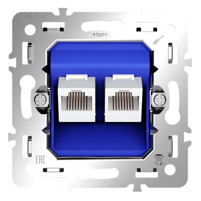 Механизм розетки компьютерной двойной RJ45+RJ45 кат.6, S70, Voltum, VLS0602M Механизм розетки компьютерной двойной RJ45+RJ45 кат.6, S70, Voltum, VLS0602M