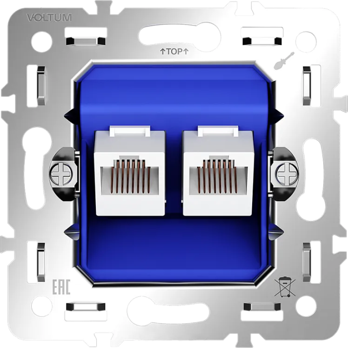 Механизм розетки компьютерной двойной RJ45+RJ45 кат.6, S70, Voltum, VLS0602M Механизм розетки компьютерной двойной RJ45+RJ45 кат.6, S70, Voltum, VLS0602M