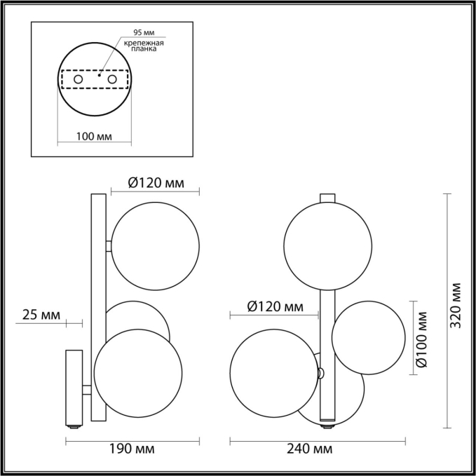 Бра с выкл. G9 3*40W TOVI MODERN ODL21 537 ODEON LIGHT 4818/3W, схема товара Бра с выкл. G9 3*40W TOVI MODERN ODL21 537 ODEON LIGHT 4818/3W, схема товара