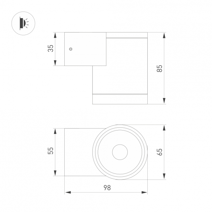 Светильник LGD-RAY-WALL-R65-9W Day4000 (GR, 23 deg, 230V), Arlight, 044852, изображение 3 Светильник LGD-RAY-WALL-R65-9W Day4000 (GR, 23 deg, 230V), Arlight, 044852, изображение 3