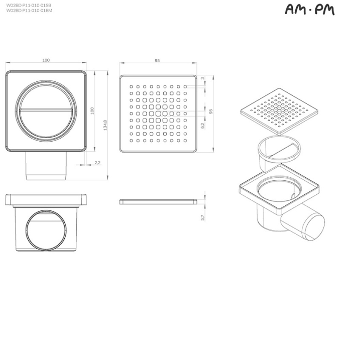 Трап AM.PM PrimeFlow W02BD-P11-010-01SB Трап AM.PM PrimeFlow W02BD-P11-010-01SB