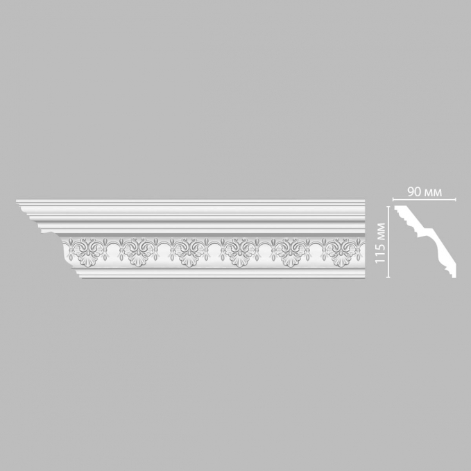 Карниз, плинтус потолочный с рисунком Decomaster DT-9851, 115x90x2400 мм