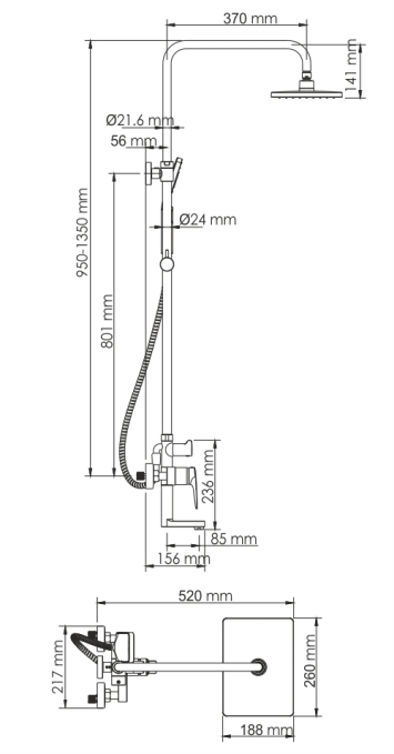 Душевая система WasserKRAFT Wiese A18401 Душевая система WasserKRAFT Wiese A18401