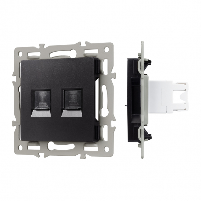 Механизм компьютерной розетки двойной SCT-MPC2-PL-BK (RJ-45, CAT6), Arlight, 045337, изображение 1 Механизм компьютерной розетки двойной SCT-MPC2-PL-BK (RJ-45, CAT6), Arlight, 045337, изображение 1