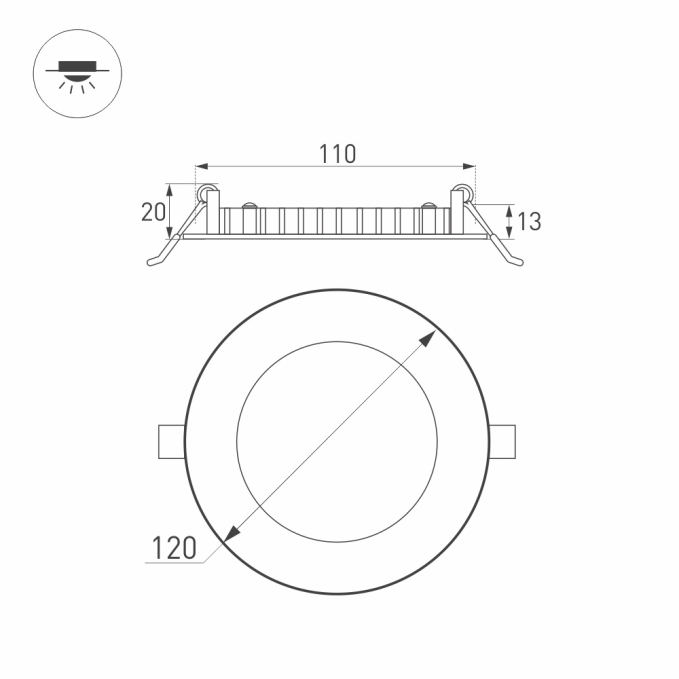 Светильник DL-120M-9W Warm White, Arlight, 020107 Светильник DL-120M-9W Warm White, Arlight, 020107