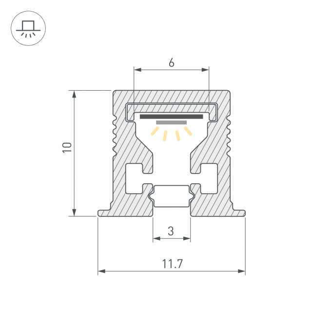 Профиль с экраном SL-MINI-3-H10-F12-2000 CHAMPAGNE GOLD, Arlight, 058626, изображение 4 Профиль с экраном SL-MINI-3-H10-F12-2000 CHAMPAGNE GOLD, Arlight, 058626, изображение 4