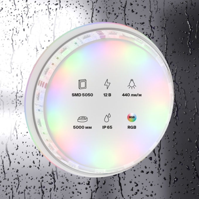 Светодиодная лента 12В 5050 14,4Вт/м Цветная (RGB) 5м IP65, 10135, изображение 4