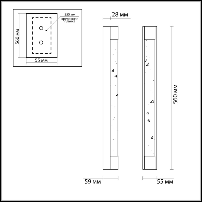 Настенный светильник IP20 LED 12W 600Лм 4000K MIRADA HIGHTECH ODL24 237 ODEON LIGHT 6681/12WL, схема товара