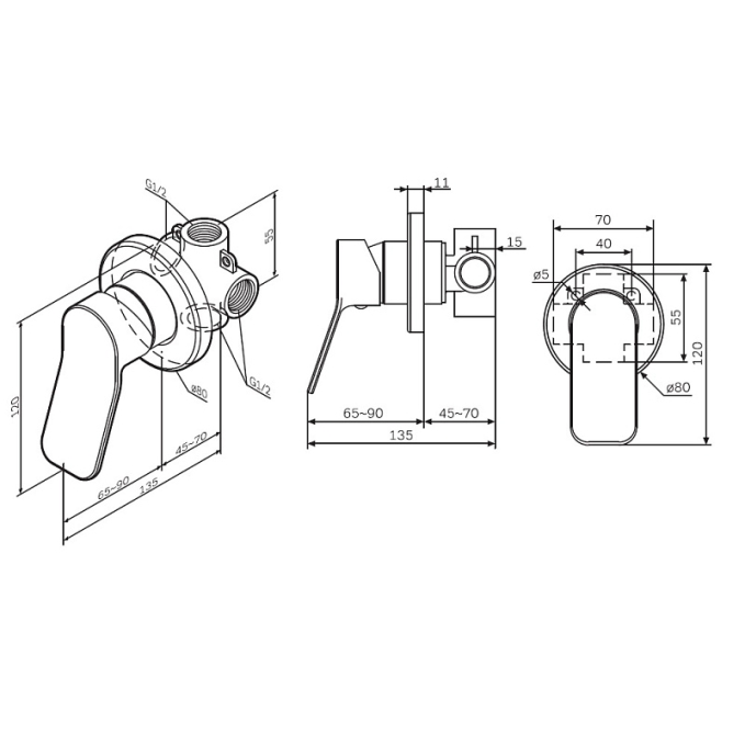 Смеситель для душа AM.PM X-Joy F85A65000 хром встраиваемый Смеситель для душа AM.PM X-Joy F85A65000 хром встраиваемый