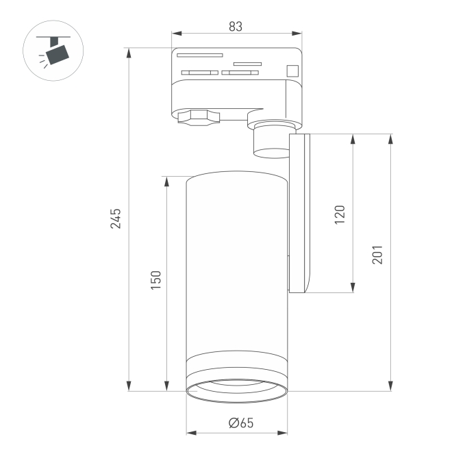 Светильник LGD-URANUS-4TR-R65-10W Warm3500-MIX (BK, 20-50 deg, side holder, 230V), Arlight, 055806, изображение 2 Светильник LGD-URANUS-4TR-R65-10W Warm3500-MIX (BK, 20-50 deg, side holder, 230V), Arlight, 055806, изображение 2