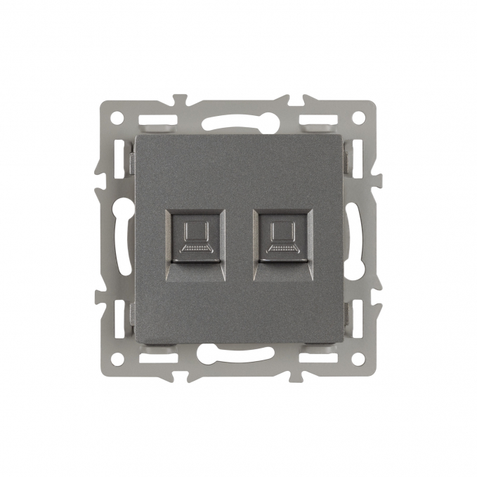Механизм компьютерной розетки двойной SCT-MPC2-PL-GR (RJ-45, CAT6), Arlight, 045338, изображение 2 Механизм компьютерной розетки двойной SCT-MPC2-PL-GR (RJ-45, CAT6), Arlight, 045338, изображение 2