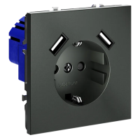 Розетка встраиваемая VOLTUM S70 с заземлением и защитными шторками, 16А, с USB, A+A, (титан), Voltum, VLS040406 Розетка встраиваемая VOLTUM S70 с заземлением и защитными шторками, 16А, с USB, A+A, (титан), Voltum, VLS040406