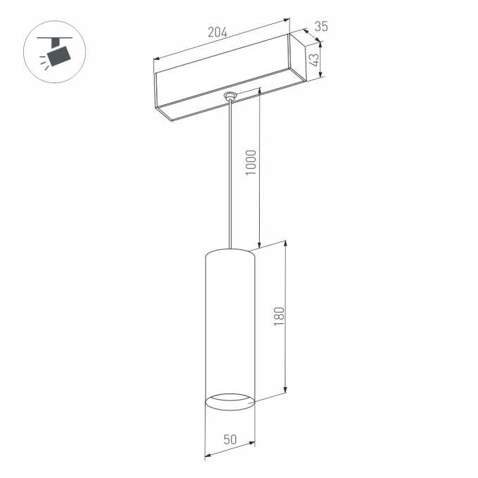 Светильник MAG-SPOT-HANG-45-R50-7W Warm3000 (BK, 24 deg, 24V), Arlight, 027007, изображение 3 Светильник MAG-SPOT-HANG-45-R50-7W Warm3000 (BK, 24 deg, 24V), Arlight, 027007, изображение 3