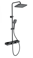 Душевая стойка со смесителем Wonzon & Woghand Shelf WW-B3552-MB черная матовая с термостатом