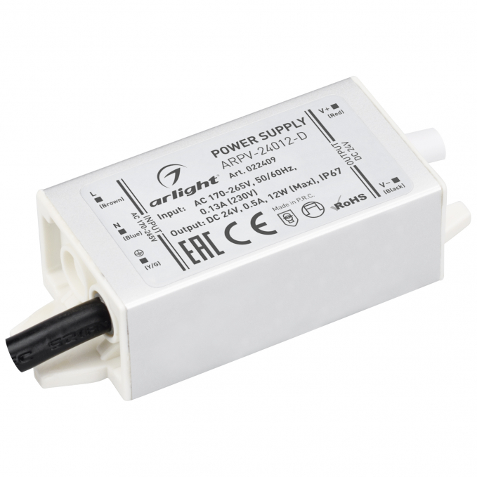 Блок питания ARPV-24012-D (24V, 0.5A, 12W), Arlight, 022409, изображение 1 Блок питания ARPV-24012-D (24V, 0.5A, 12W), Arlight, 022409, изображение 1