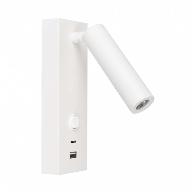 Светильник SP-BED-CHARGE-S60x125-3W Warm3000 (WH, 20 deg, 230V, USB-A, USB-C), Arlight, 031394(1)