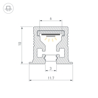 Профиль с экраном SL-MINI-3-H10-F12-2000 IRON GREY, Arlight, 055322