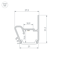 Профиль STRETCH-S-20-WALL-SIDE-2000 (RESPECT-ST), Arlight, 040701