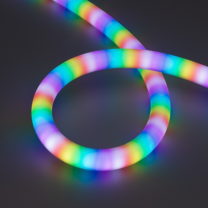Светодиодная лента герметичная SPI MOONLIGHT-BLACK-TOP-G180-D25mm 12V RGB-PX2 (21.6 W/m, IP65, 5m, wire x1), Arlight, 044932, изображение 2