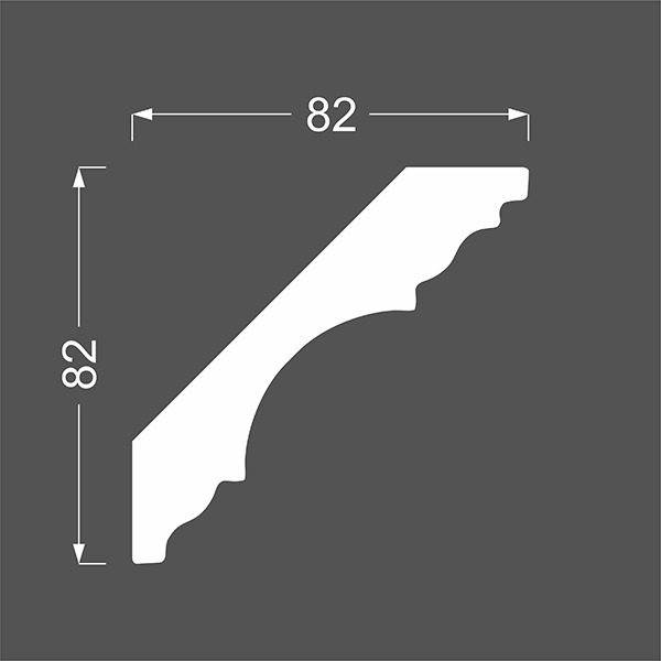 Плинтус потолочный МДФ грунтованный под покраску К 5.115.22 Ликорн 82×82 мм