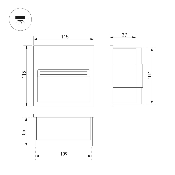 Светильник LTD-TRAIL-S115x115-4W Warm3000 (GR, 70 deg, 230V), Arlight, 029963, изображение 5 Светильник LTD-TRAIL-S115x115-4W Warm3000 (GR, 70 deg, 230V), Arlight, 029963, изображение 5