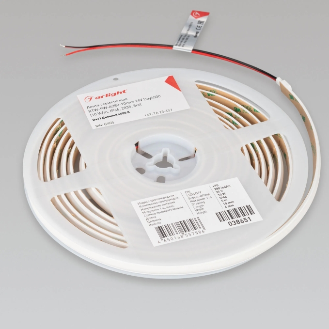 Светодиодная лента герметичная RTW-PW-A280-10mm 24V Day4000 (10 W/m, IP66, 2835, 5m), Arlight, 038651, изображение 2 Светодиодная лента герметичная RTW-PW-A280-10mm 24V Day4000 (10 W/m, IP66, 2835, 5m), Arlight, 038651, изображение 2