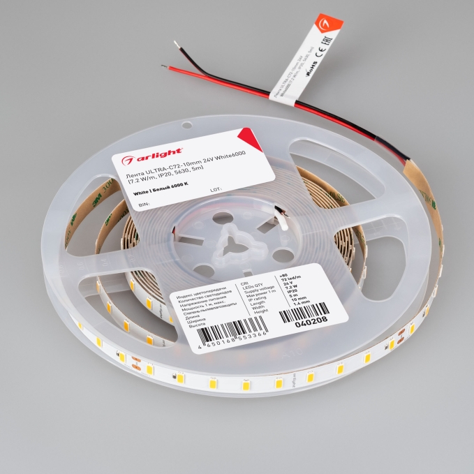 Светодиодная лента ULTRA-C72-10mm 24V White6000 (7.2 W/m, IP20, 5630, 5m), Arlight, 040208, изображение 4