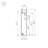Профиль PLINTUS-H55-2000 WHITE, Arlight, 045445