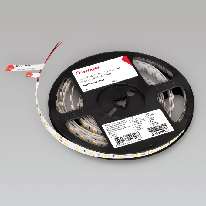 Светодиодная лента RT-B60-10mm 24V Warm3000 (14.4 W/m, IP20, 5m), Arlight, 028589(3), изображение 2 Светодиодная лента RT-B60-10mm 24V Warm3000 (14.4 W/m, IP20, 5m), Arlight, 028589(3), изображение 2