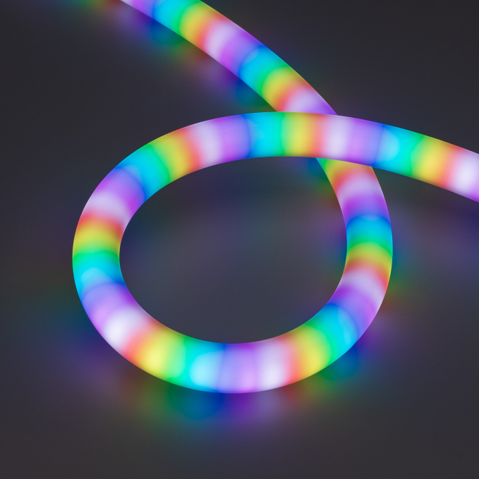Светодиодная лента герметичная SPI MOONLIGHT-BLACK-SIDE-G180-D25mm 12V RGB-PX2 (21.6 W/m, IP65, 5m, wire x1), Arlight, 044974, изображение 1