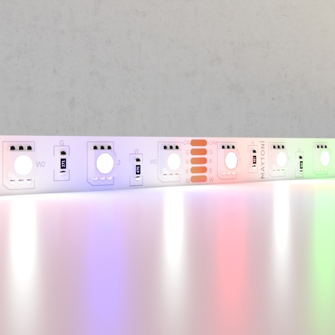 Светодиодная лента 24В 5050 14,4Вт/м Цветная (RGB) + 6000K 5м IP20, 10178, изображение 1